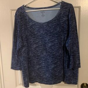 croft & barrow navy space-dye scoop neck long sleeve top